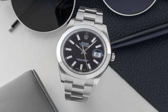 Thumbnail von Rolex Datejust II 41 Black Dial Oyster Stahl Automatik Herrenuhr Ref 116300