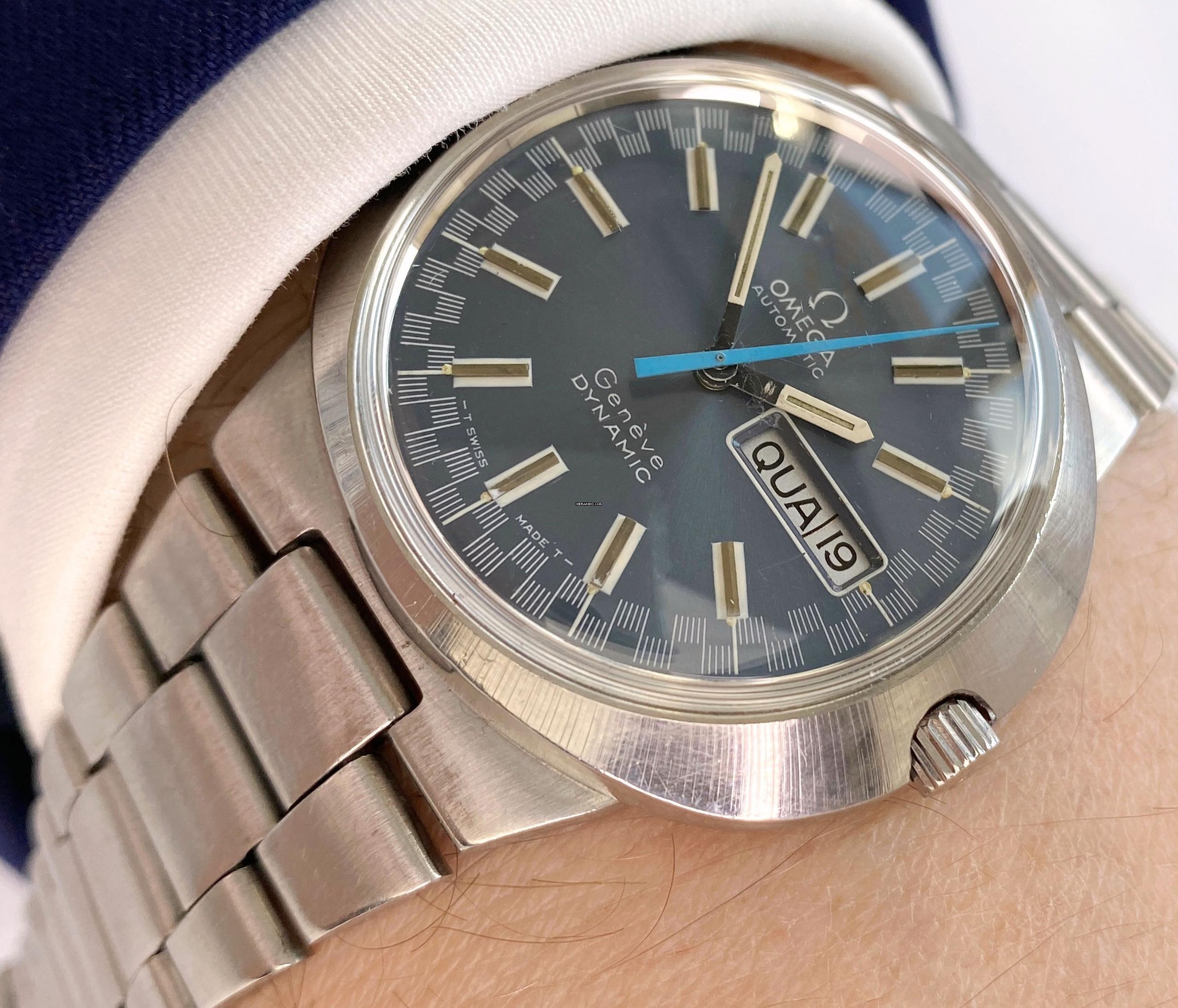 Omega Dynamic Geneve Day Date Blue Racing Dial Seamaster Vintage Automatic Automatik