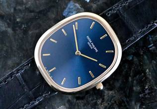 Thumbnail von Patek Philippe Ellipse d'Or 3738 | Deutsches Zertifikat 1993 | blauer Zifferblatt | Gelbgold