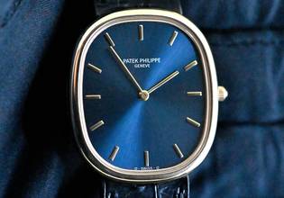 Thumbnail von Patek Philippe Ellipse d'Or 3738 | Deutsches Zertifikat 1993 | blauer Zifferblatt | Gelbgold