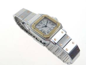 Thumbnail von Cartier Santos Automatik Damenuhr Stahl Gold im Top Zustand strammes Band