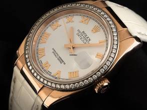 Thumbnail von Rolex Datejust 36 Ref.116185BBR 2013 LC 100 Full Set sehr gut Vintage Datejust 18kt Roségold Everose Diamanten Krokoleder Faltschließe