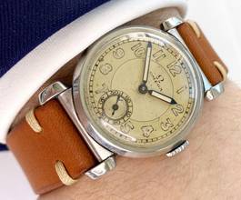 Thumbnail von Omega Classic Small Scarab Steel Vintage Art Deco cal 26.5 SOB Two Tone dial