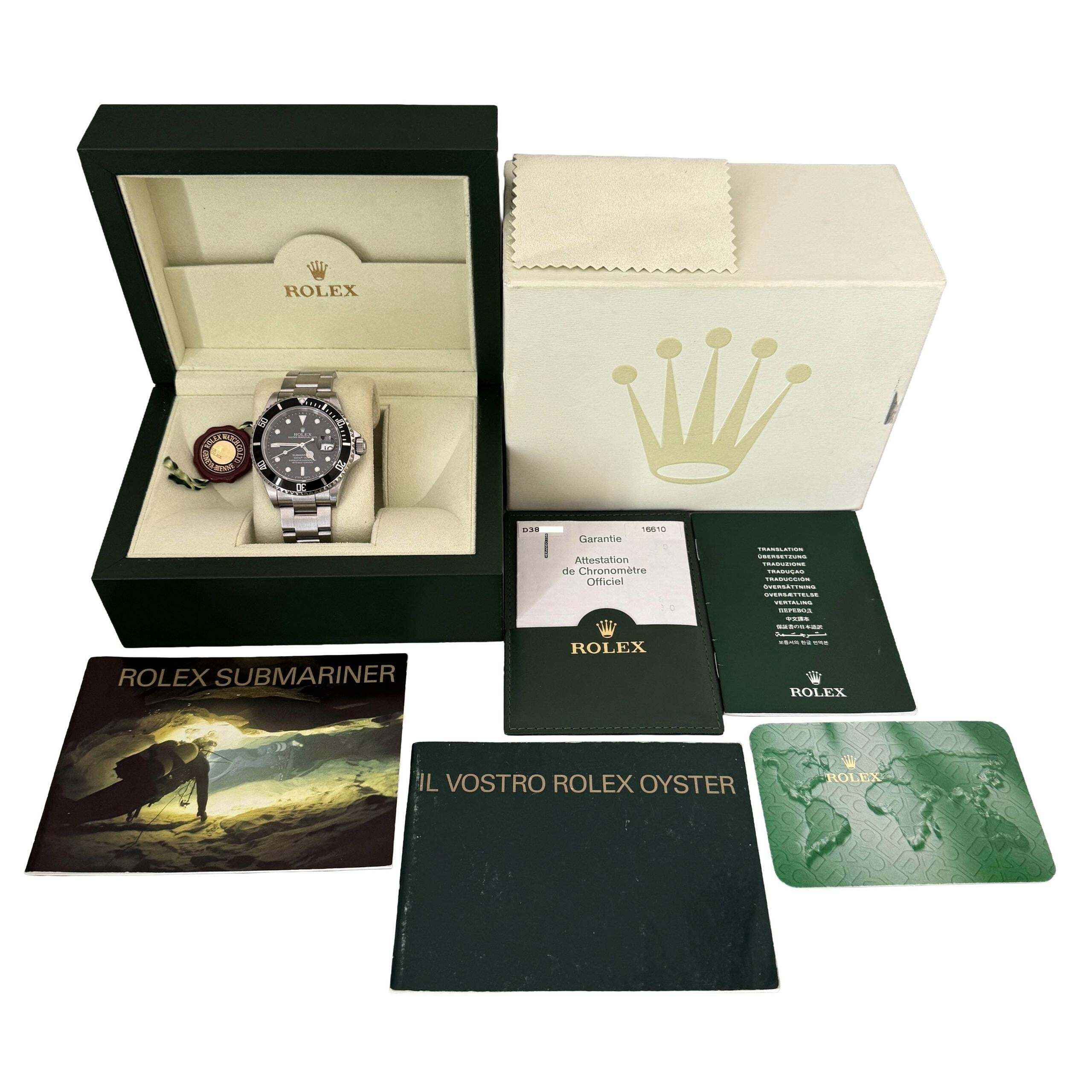 Rolex Submariner Date 16610 D38 Series Luminova 2005 Full Set TOP Condition