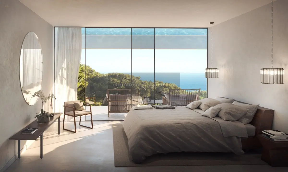 Schlafzimmer mit Ausblick auf das Meer