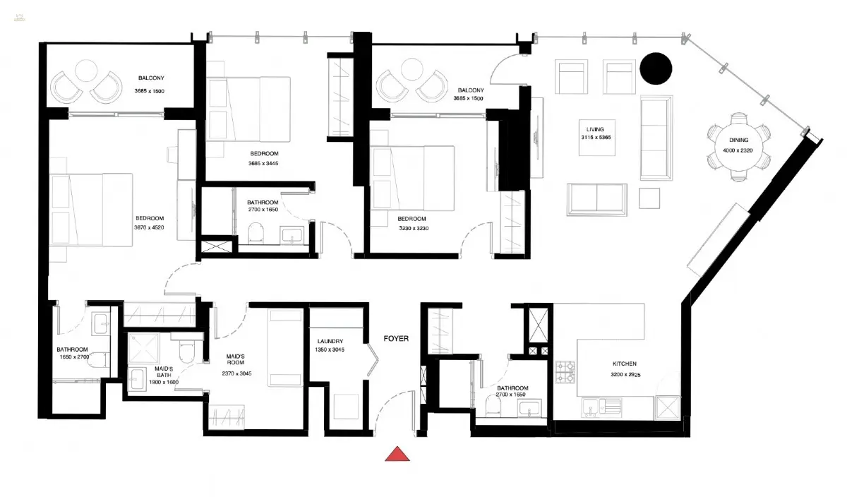 Grundriss 4-Zimmer Wohnung