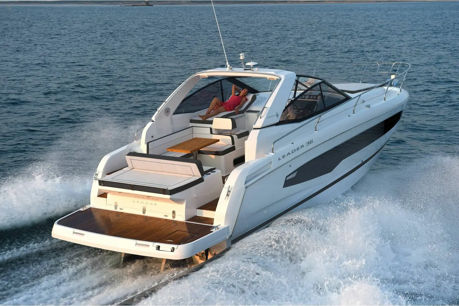 Jeanneau Leader 36 diesel sports cruiser - aft sofa