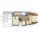 Jeanneau Leader 36 diesel sports cruiser - diagram of cabins and engines