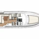 Jeanneau Leader 36 diesel sports cruiser - diagram of cockpit with folding table and sun lounger